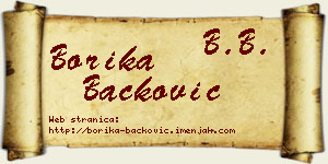 Borika Backović vizit kartica